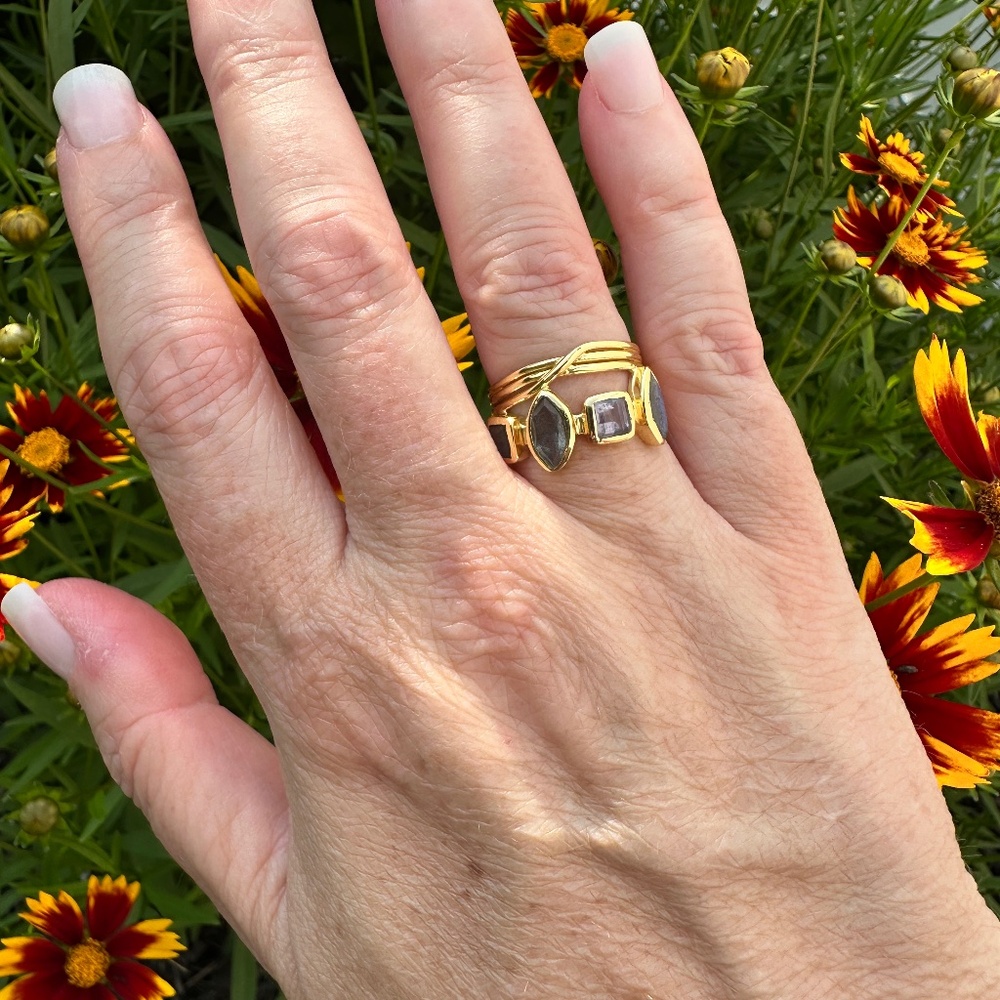 New! Multi Gemstone Bezel Set Ring - image 1